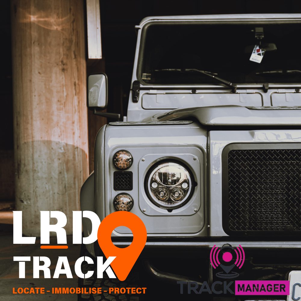 Grey Defender with LRD Track Logo and Track Manager Logo