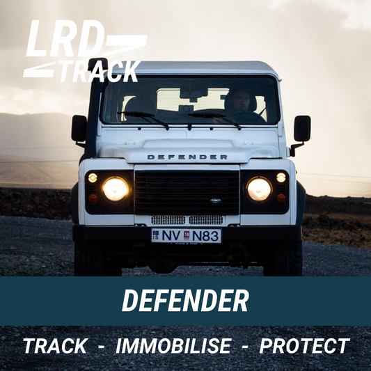 Defender with LRD Track tracker logo