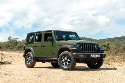 JEEP on a dusty track, with LRD Track logo